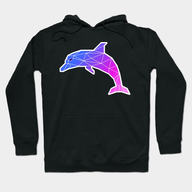 Dolphin in Low Poly with Blue and Pink Gradient Hoodie by Pixel On Fire